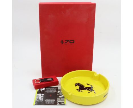 Ferrari official merchandise Modena yellow ceramic ashtray and key ring, with outer-box. UK P&amp;P Group 2 (£20+VAT for the 