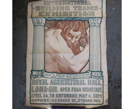 Original poster for International Building Trade 1899, 55 x 75 cm. UK P&amp;P Group 2 (£20+VAT for the first lot and £4+VAT f