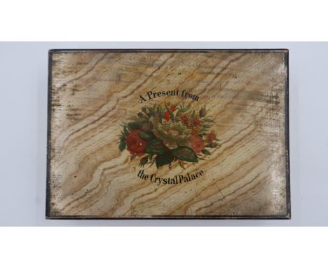 Pine box with apple floral decoration and internal partitions for the Crystal Palace Exhibition, 25 x 17 x 64 cm. UK P&amp;P 