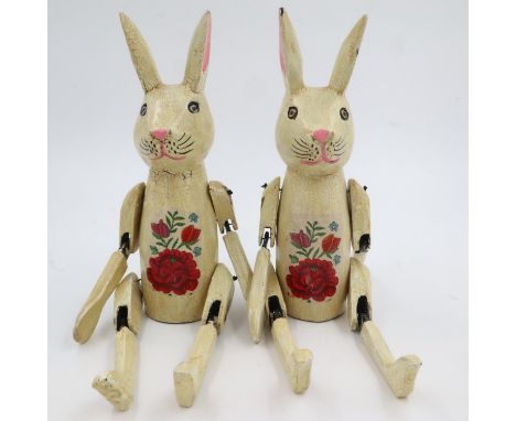 Two wooden shelf rabbits, H: 37 cm. UK P&amp;P Group 2 (£20+VAT for the first lot and £4+VAT for subsequent lots) 