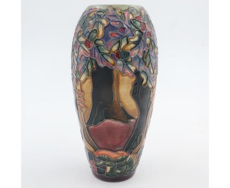 Moorcroft vase in the Knightwood pattern 1997, H: 21 cm, no chips or cracks. UK P&amp;P Group 2 (£20+VAT for the first lot an