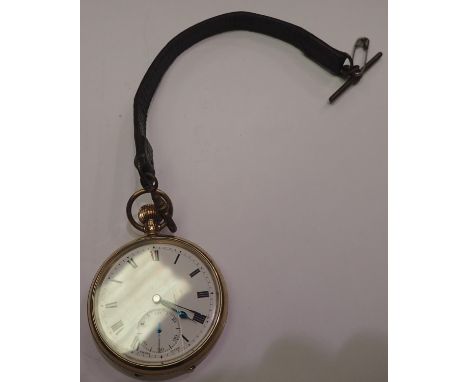 9ct gold open-face pocket watch, with Imperial Chemical Industries 1934 dated inscription, 90g, D: 5 cm, not working. UK P&am