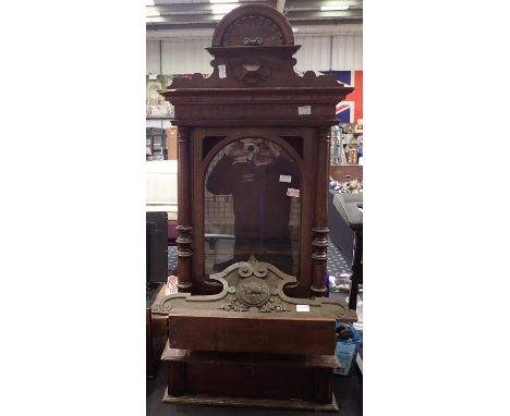 Walnut polyphon with disc storage below, H: 125 cm. No internal working components. Not available for in-house P&amp;P 