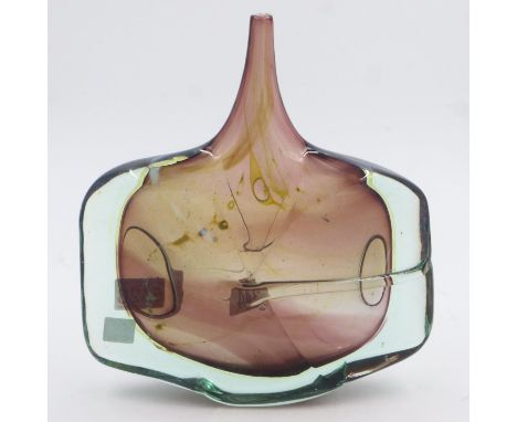 Mdina: a large axe head art glass vase, H: 28 cm. cracks are internal, perhaps the way it was made, also a few blemishes over