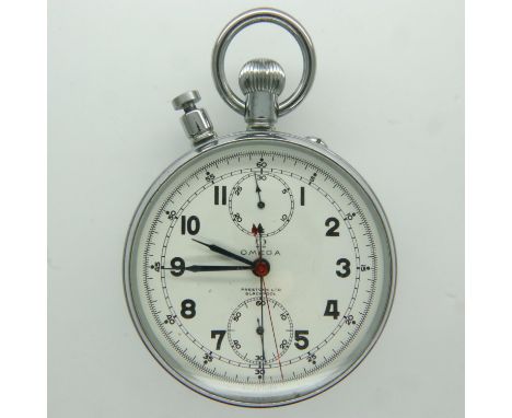 OMEGA: oversized pocket watch/stop watch from Prestons of Bolton, working at lotting. UK P&amp;P Group 1 (£16+VAT for the fir