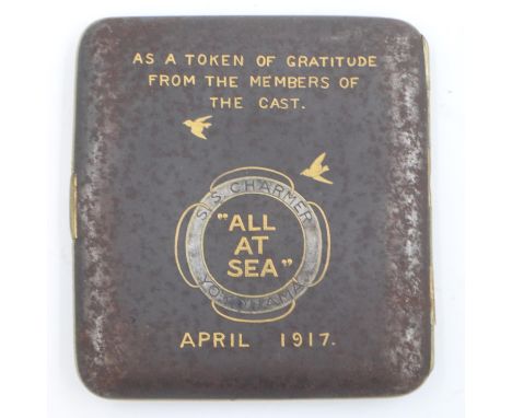 Japanese cigarette case with picture of Mount Fuji inscribed as a token of gratitude from the members of the cast All At Sea 