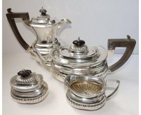 A matched silver four piece tea service 