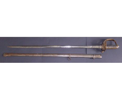 A Victorian officer's sword in metal scabbard – blade a/f 