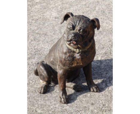 A 19thC  Austrian life-size terracotta model of a seated bulldog -a/f 
