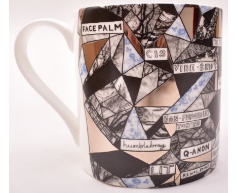 Grayson Perry (British, b. 1960)  Non-fungible Token Mug  Fine bone china plate with platinum lustre Stamped by artist estate