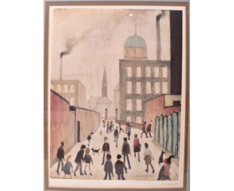 L.S Lowry (British, b 1887-1976) Mrs Swindell's picture, 1967  Print on paper Signed by artist bottom right Bearing Fine Art 
