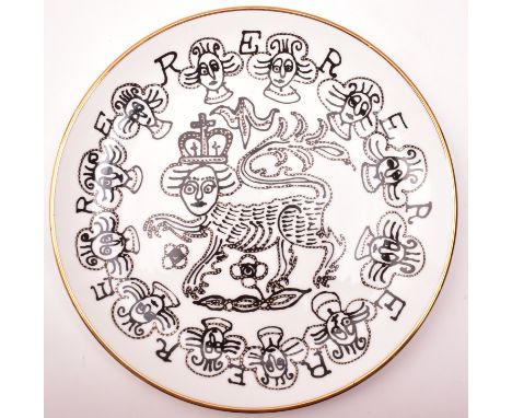 Grayson Perry (British, b 1960)  The Lion Queen  Fine bone china plate with gold lustre Stamped by artist estate 21.5 cm diam