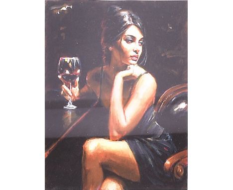 Fabian Perez (Argentina, b. 1967) Saba with Glass of Red Wine Print on paper Signed & number in pencil Limited edition No. 20