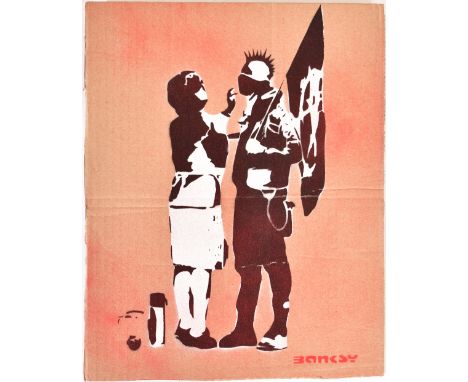 Banksy (British, b. 1973-)  Punk and Mother  Print on cardboard Entol Lour Free Art Numbered 5/5 with Dismaland stamp Banksy 