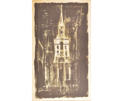 John Piper CH (1903-1992) Christ Church, Spitalfields Lithograph on paper Signed in pencil Framed and glazed 76.5 x 52cm (30.