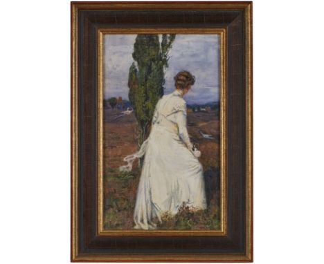 Aquarell, weiß gehöhtRichard Hendorf 1861 Wolfenhausen - 1939 "Sonntagsspaziergang - Halensee Berlin" u. re. sign., dat. u. b