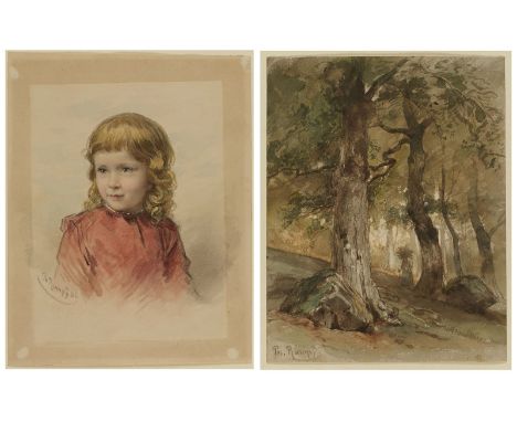 Zwei Aquarelle Philipp Rumpf1821 Frankfurt - 1896 Frankfurt "Bildnis" u. li. sign. u. dat. Ph. Rumpf 86, verso an den oberen 