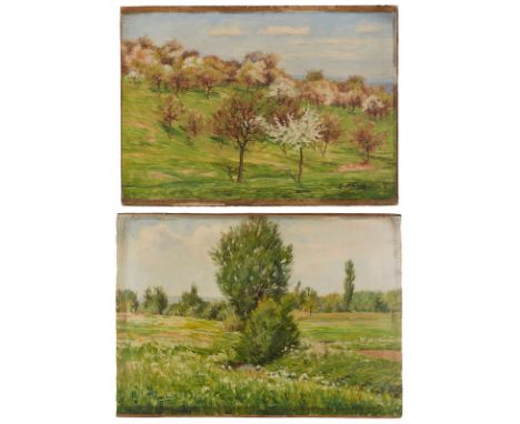 Zwei Gemälde Hanny Franke1890 Koblenz - 1973 Frankfurt "Taunuslandschaften im Frühling" je sign. u. dat. H. Franke 25 u. 26. 