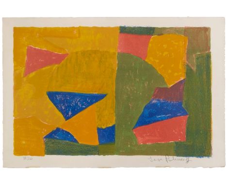 Farblithografie Serge Poliakoff1900 Moskau - 1969 Paris "Composition jaune, verte, bleu et rouge" 1956 u. re. sign. Serge Pol