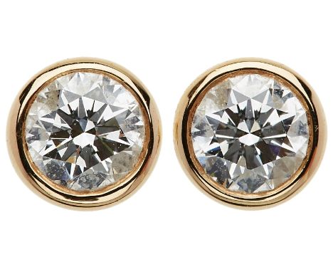 Paar Brillant-Ohrstecker Entw. Elsa Perettifür Tiffany &amp; Co. 18 kt RG, jew. besetzt m. 1 Brillant v. je ca. 0,20 ct (Farb