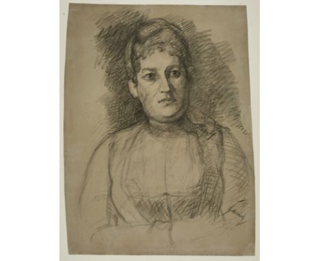 Kohlezeichnung Louis Eysen1843 Manchester - 1899 München "Portrait" Mitte re. sign. Eysen, u. re. bez. Fanny, verso an den ob