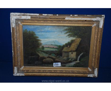 An Oil on board of Pandy Mill, North Wales by R. Price, dated on verso 1878 (frame a/f) 13" x 8 1/2"