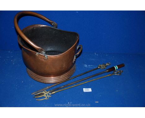 A Copper Coal Bucket and a Brass Toasting Fork