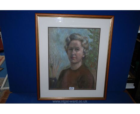 A pastel self Portrait of the Ludlow artist - Winifred Burlingham