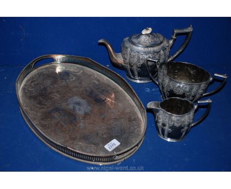 A galleried Tray together with an Epns Teapot, sugar bowl and milk jug