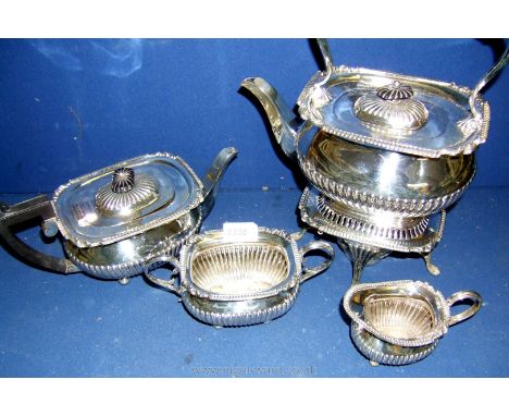 An Epns Georgian style Tea Service comprising of Spirit Kettle, Teapot, milk jug and sugar bowl