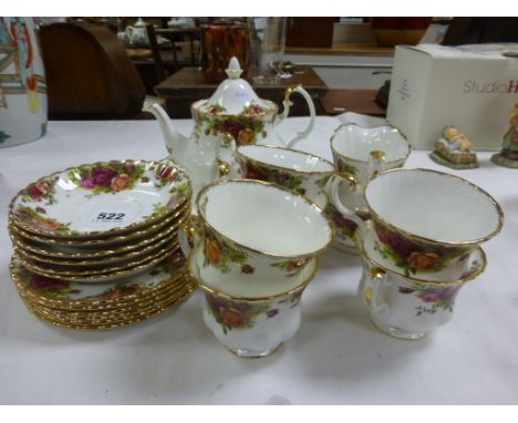 Royal Albert ' Old Country Roses ' Tea Service comprising Teapot, Milk, Sugar, 6 Tea Cups, 6 Saucers and 6 Tea Plates