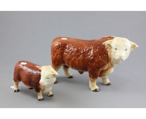 Large Melba ware Ceramic Hereford Bull and another Melba ware Hereford Bull