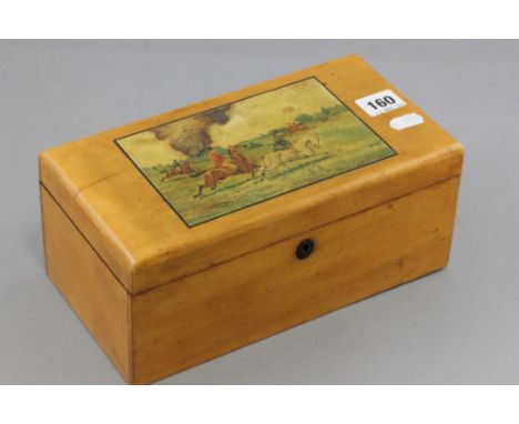 Sandalwood box depicting hunting scene
