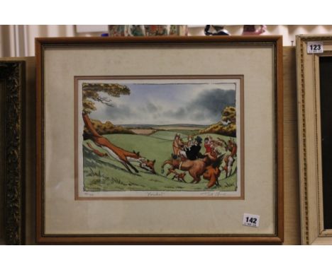 Framed and Glazed Bob Farndon Hunting Print ' Yoicko! ' , limited edition no. 64/350 and signed in pencil to margin