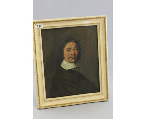 Framed Oil on Board Portrait of a 17th century Puritan, probably Oliver Cromwell
