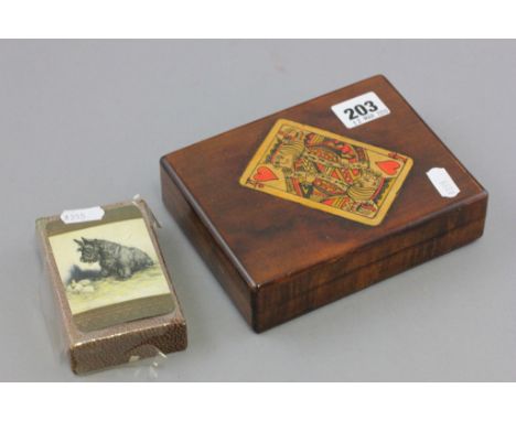 Wooden Playing Card Box together with unopened pack of vintage Boudoir Playing Cards