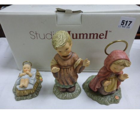 Boxed Goebel Studio Hummel Nativity Set comprising Baby Jesus, Mary and Joseph, each with coa 