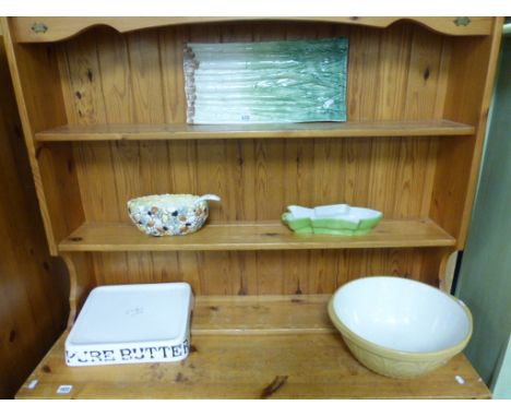 1950's pure butter stand, leek dish, pebble vase, fish dish & soup ladle