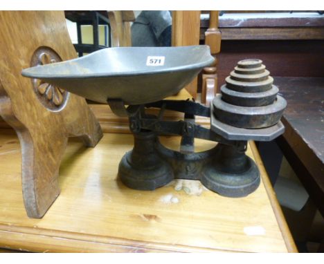 Set of Vintage Cast Iron Scales and Weights