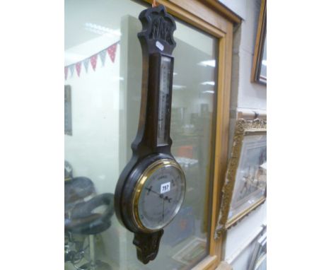 Oak barometer with carved ends