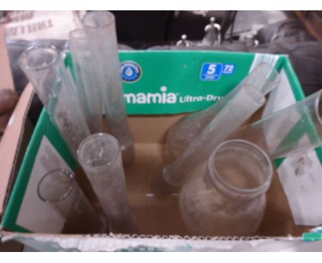 Nine Glass Oil Lamp Chimneys