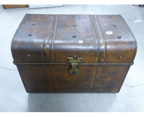 Victorian tin travelling trunk