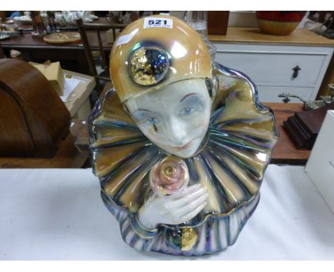 Italian ceramic art deco style bust of crying clown  