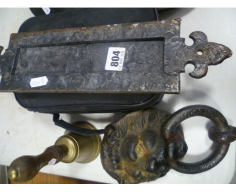 Iron Letter Box, Iron Lion Mask Door Knocker, Brass Bell, Set of Boules and Two Rubdis Discus