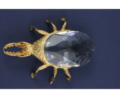Boxed Swarovski Silver Crystal Gold Beetle Bottle Opener, 7505 076 001G with Swarovski Leaflet