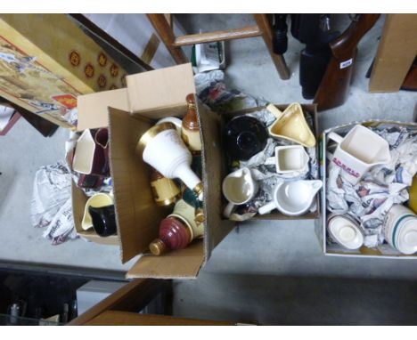 Quantity of Pub Advertising Jugs including Wade plus 10 Wade Bells Whiskey Decanters