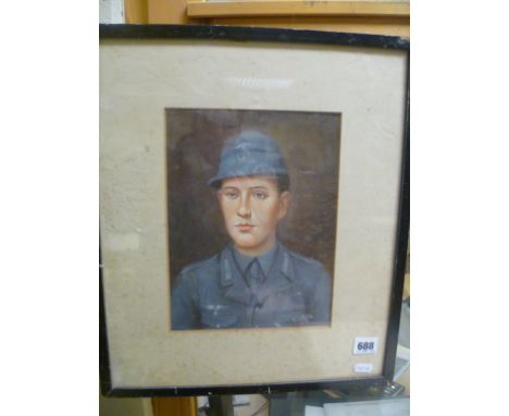 Oil painting portrait of a German WWII soldier  