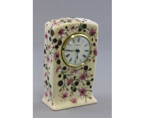 Moorcroft Ceramic Clock decorated with fushcias and marked 2001 to base