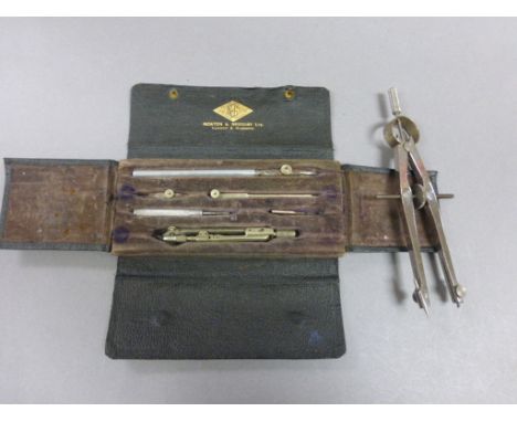 Norton & Gregory Cased Drawing Set together with another Compass