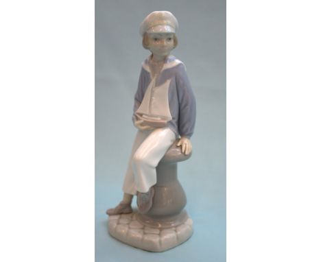 Lladro Figurine, Boy In Sailor Suit With Boat 